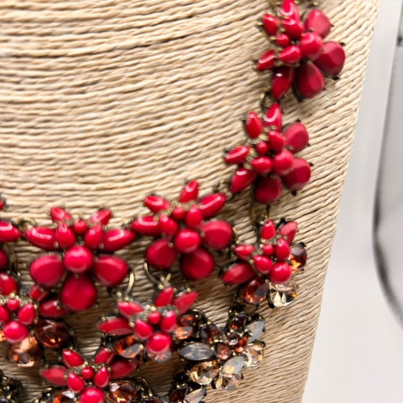 J.Crew bold floral necklace pink clear faceted beads special occasions ornate - Picture 7 of 11